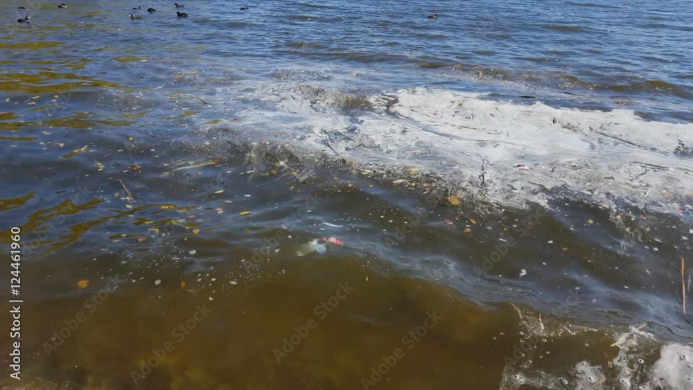 Environmental problems. Garbage floating on water. Polluted water background. Environmental problems. Garbage floating on water. Polluted water background.