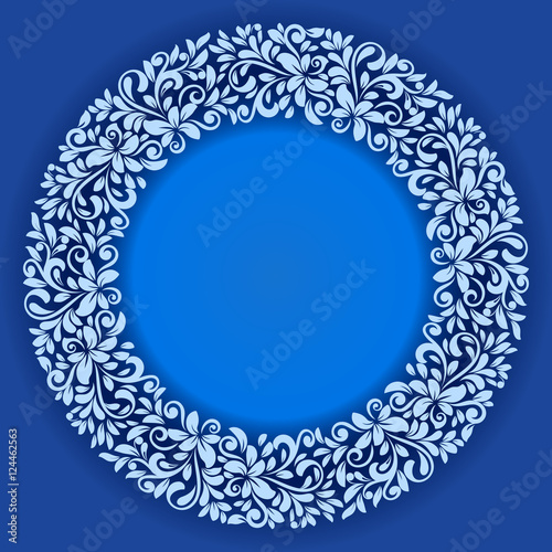 Abstract winter floral frame vector template.