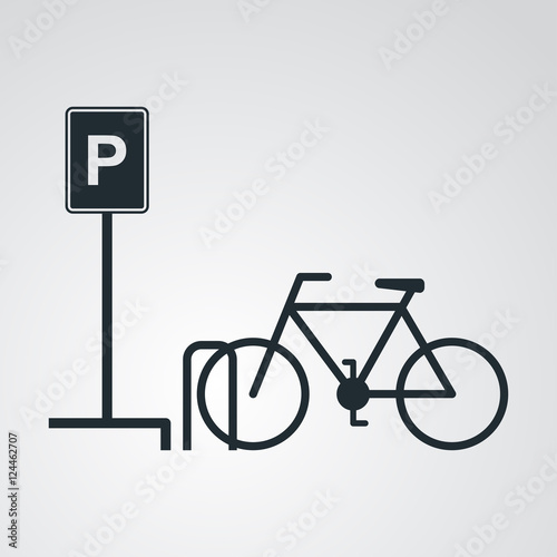 Icono plano aparcamiento bicicletas en fondo degradado
