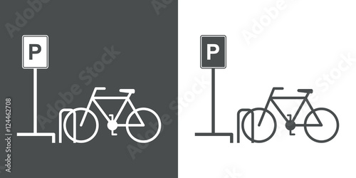 Icono plano aparcamiento bicicletas gris