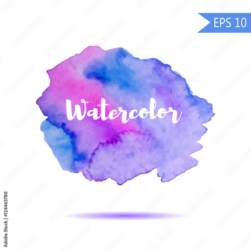 Obraz Watercolor-style vector spot illustration. Colorful element for design or print . Hand-drawn Rainbow background text word. Purple pink violet blue