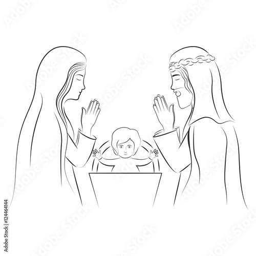 virgin mary and saint joseph praying. christianity design over white background. vector illustration