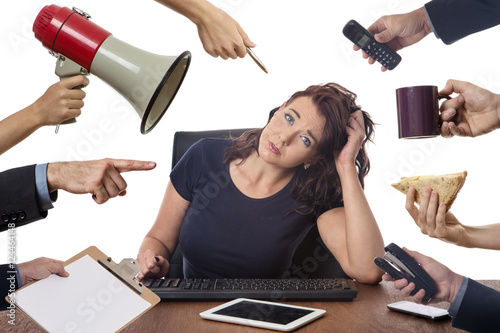 business woman sitting at desk at the office