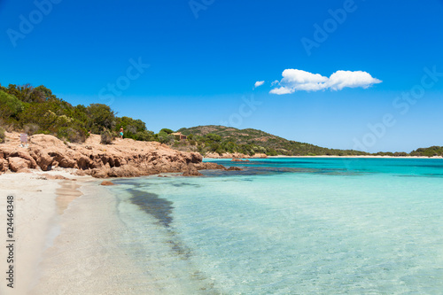 Turquoise water of Rondinara beach in Corsica Island in France