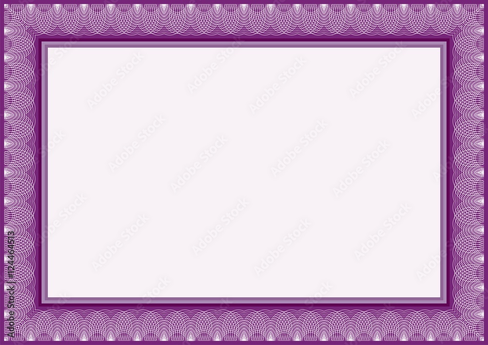 Diploma, Certificate, Wedding Frame Border with Purple color vector