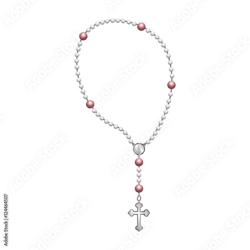 holy rosary object. christianity design over white background, vector illustration.