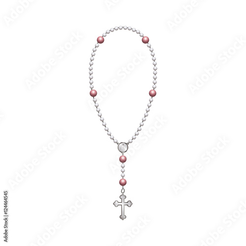 holy rosary object. christianity design over white background, vector illustration.