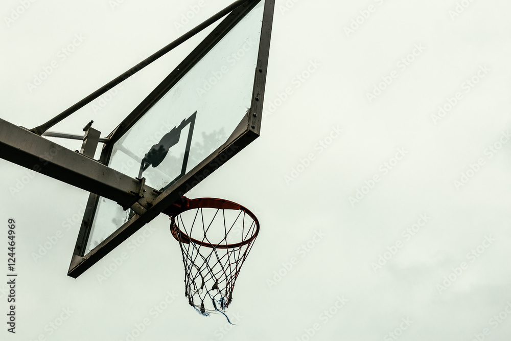 Street basketball board on a background of sky
