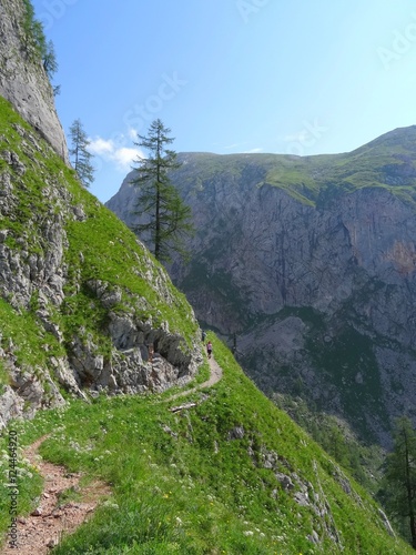 Wanderweg an steilem Hang im Nationalpark Berchtesgaden 