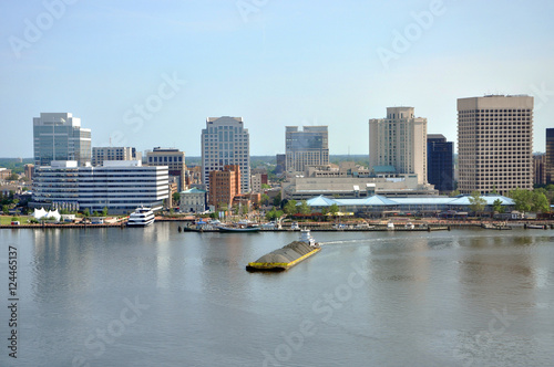 Norfolk city skyline and Elizabeth River, Virginia, USA. photo