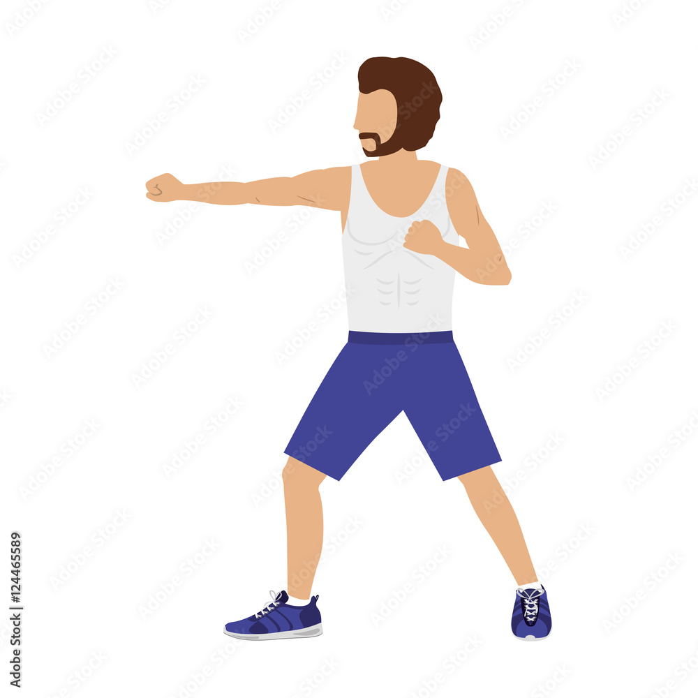 silhouette color man martial arts defense position fist vector illustration silhouette color man martial arts defense position fist vector illustration