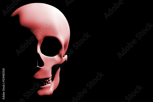 bloody skull appearing in halloween darkness with copy space