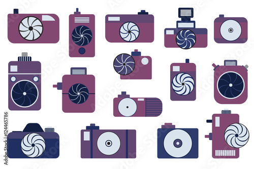 Photo camera icons set