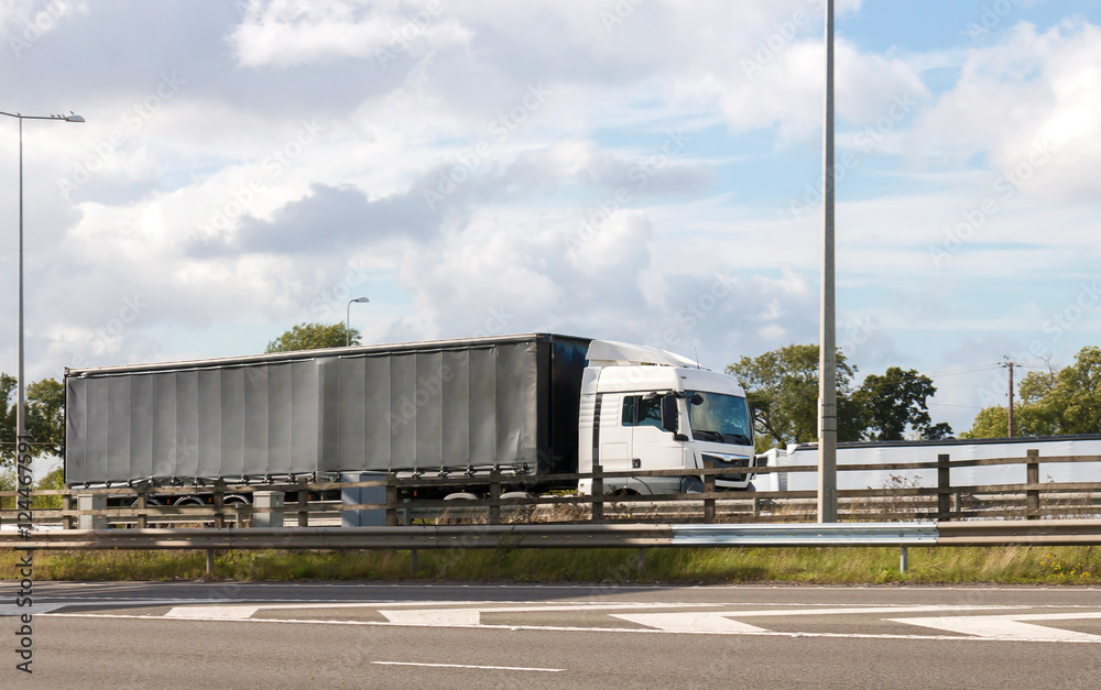 Articulated lorry on the motorway Articulated lorry on the motorway