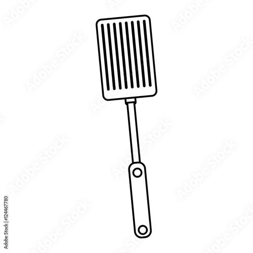 silhouette black with frying spatula vector illustration