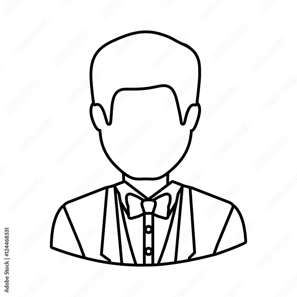 silhouette avatar male man wearing suit and bow tie icon over white background. vector illustration silhouette avatar male man wearing suit and bow tie icon over white background. vector illustration