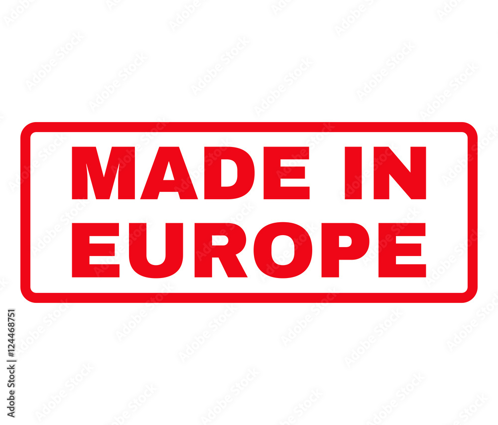 Made in Europe Rubber Stamp vector image. Stamp has rounded rectangle shape, red color, white background. Made in Europe Rubber Stamp vector image. Stamp has rounded rectangle shape, red color, white background.