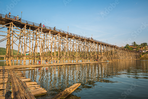 Wooden bridge  Mon Bridge  in Sangkhlaburi District  Kanchanabur