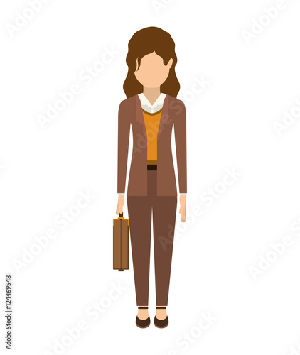 avatar female woman wearing executive clothes with business briefcase accessory over white background. vector illustration