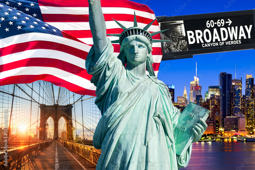 Naklejka premium New York City Collage mit Freiheitsstatue 