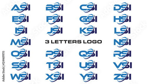 3 letters modern generic swoosh logo ASI, BSI, CSI, DSI, ESI, FSI, GSI, HSI,ISI, JSI, KSI, LSI, MSI, NSI, OSI, PSI, QSI, RSI, SSI, TSI, USI, VSI, WSI, XSI, YSI, ZSI