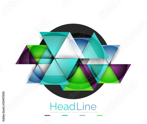 Colorful triangles on white background