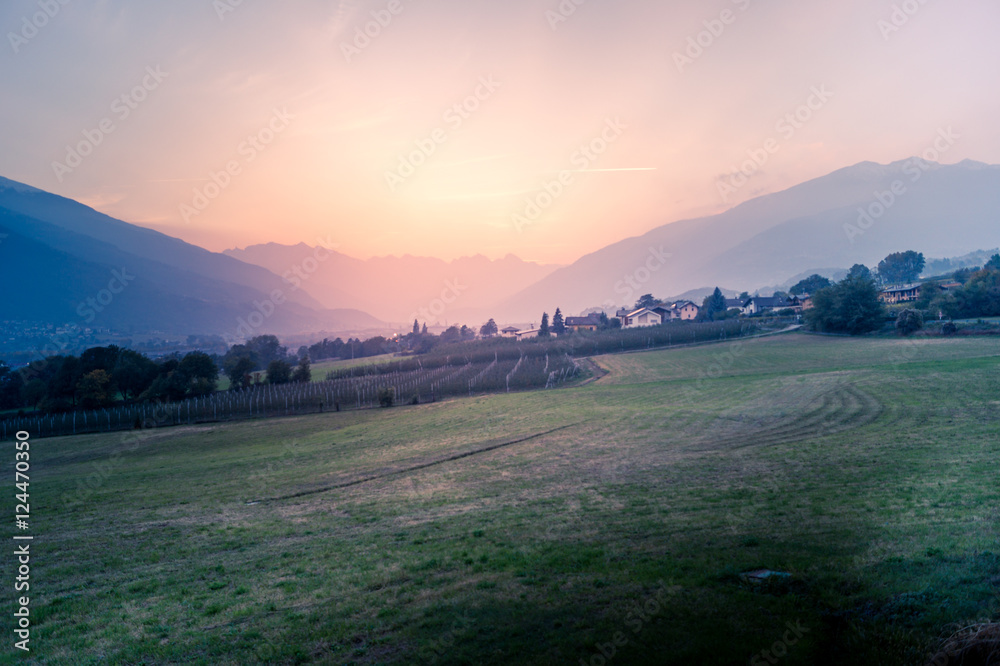 Fototapeta premium mountain landscape at autumn sunset