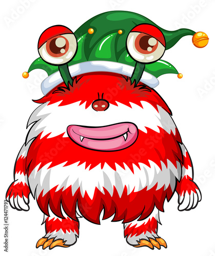 Christmas theme with monster in elf hat