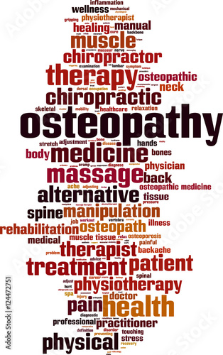 Osteopathy word cloud concept. Vector illustration