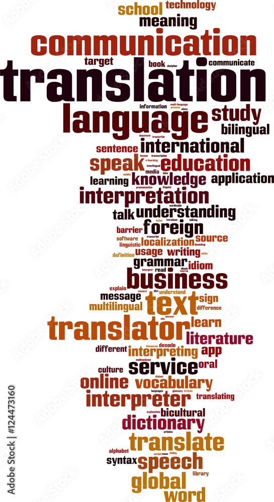 Obraz premium Translation word cloud concept. Vector illustration
