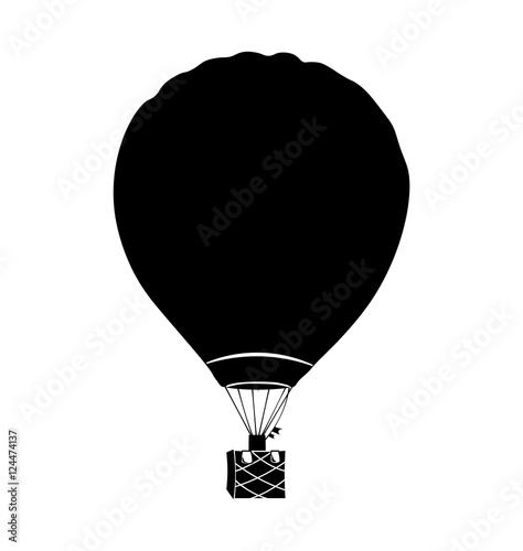 Retro hot air balloon. Black Isolated On White Background. Vector