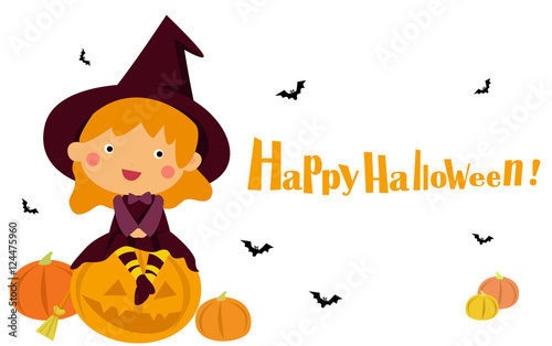 Vector illustration of children in halloween costumes