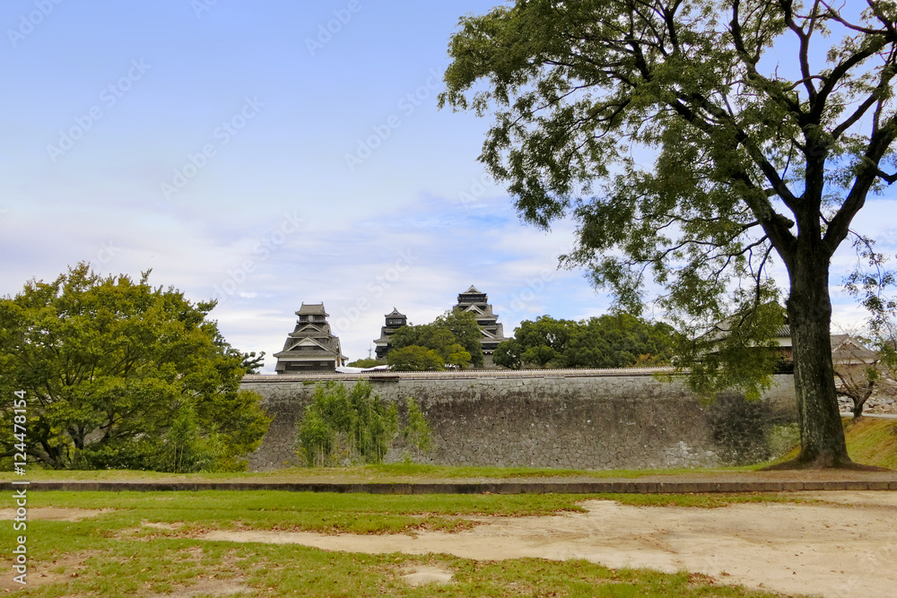 Kumamoto castle after Kumamoto earthquake, kyushu, Japan
