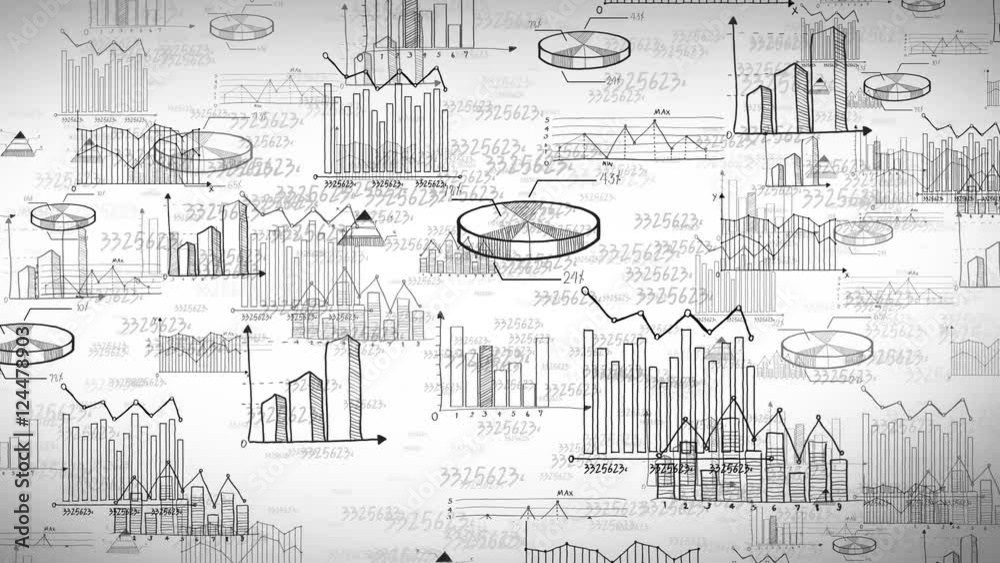Seamless animation of business, marketing and financial statistic ...
