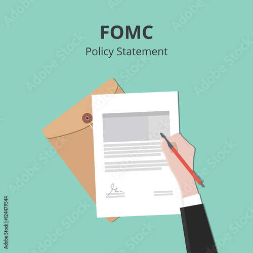 fomc illustration with business man signing a paper document on flat style