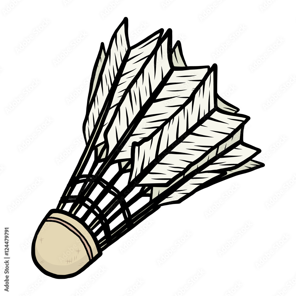 shuttle cock, badminton / cartoon vector and illustration, hand drawn  style, isolated on white background. Stock Vector | Adobe Stock