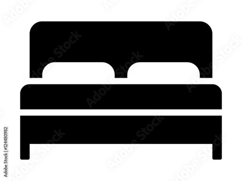 Hotel bed with mattress and pillows flat icon for apps and websites