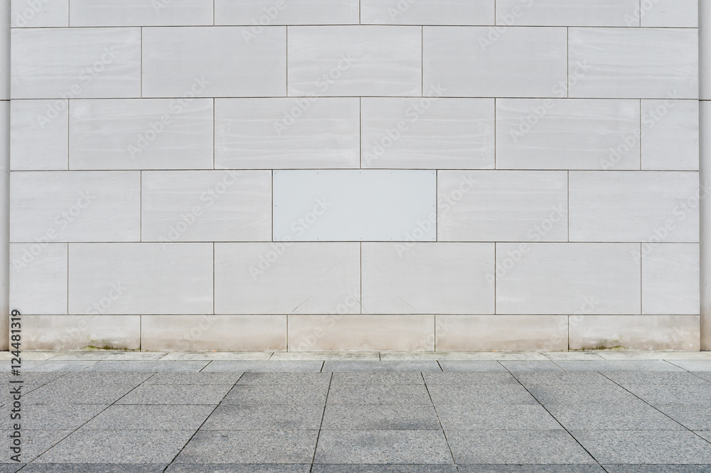 Large blank billboard on a street wall, banners with room to add your own text