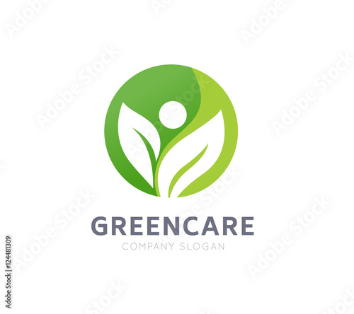 Green care logo, eco logo, green logo, organic logo, beauty care logo template.