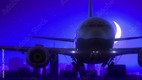 Wallpaper Mural Lansing Michigan USA America Airplane Take Off Moon Night Blue Skyline Travel Torontodigital.ca