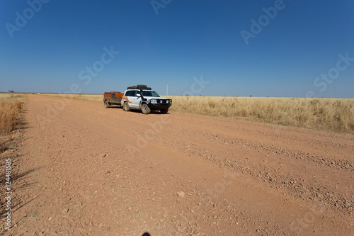 Four Wheel Drive and offroad camper on outback road in the Kimbe