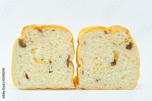 sliced bread on white background 