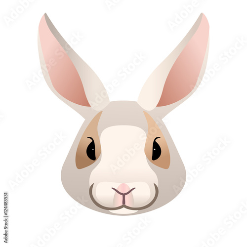 Vector white  bunny or rabbit portrait animal face icon