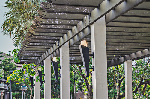 .Roof battens in the garden