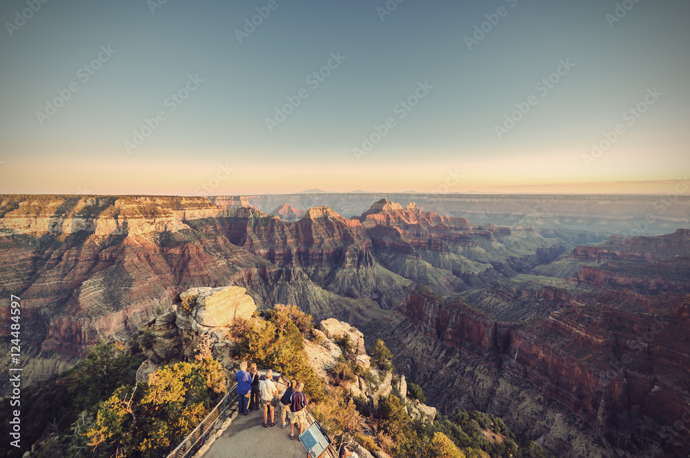 Grand Canyon, North Rim, Bright Angel Point at evening, Arizona, USA, Vintage filtered style