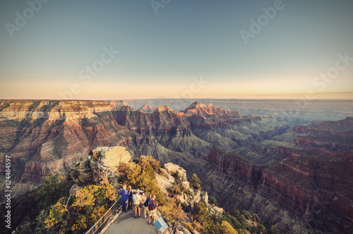 Grand Canyon, North Rim, Bright Angel Point at evening, Arizona, USA, Vintage filtered style photo