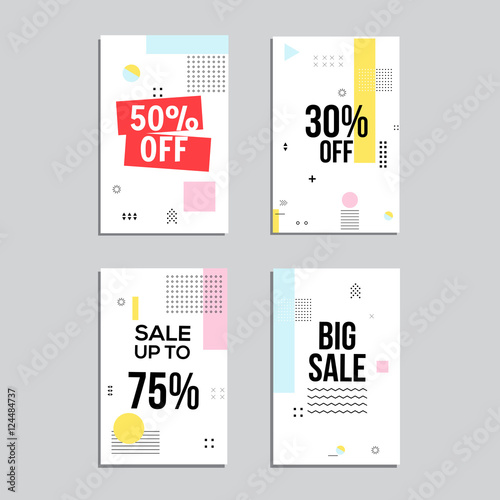 Sale website banners design set. Social media banners, posters, email and newsletter designs, ads, leaflets, placards, brochures, flyers, web stickers, promotional material vector illustration design