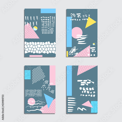Artistic vector greeting cards design set. Colorful frame pattern texture, abstract template background for leaflet cover presentation, poster, invitation, placard, brochure, flyer, report, stationary