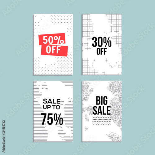 Sale website banners design set. Social media banners, posters, email and newsletter designs, ads, leaflets, placards, brochures, flyers, web stickers, promotional material vector illustration design