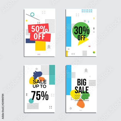 Sale website banners design set. Social media banners, posters, email and newsletter designs, ads, leaflets, placards, brochures, flyers, web stickers, promotional material vector illustration design